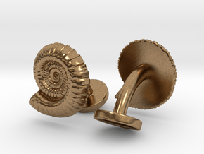 Ammonite Cufflinks in Natural Brass