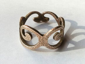 Royal Ring - US Size 7 in Polished Bronzed Silver Steel