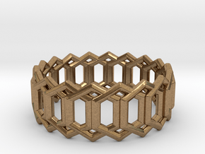 Geometric Ring 4- size 7 in Natural Brass