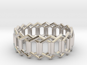 Geometric Ring 4- size 7 in Rhodium Plated Brass
