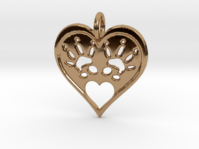 Rat Foot Print Heart Pendant in Polished Brass