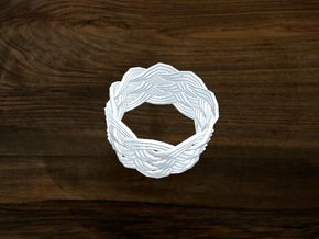Turk's Head Knot Ring 6 Part X 9 Bight - Size 7 in White Natural Versatile Plastic