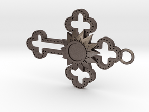 Cross in Polished Bronzed Silver Steel