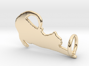 Curious Cat Pendant in 14K Yellow Gold