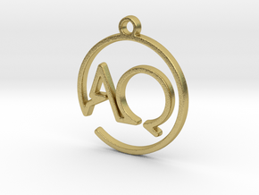 A & Q Monogram Pendant in Natural Brass