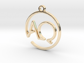 A & Q Monogram Pendant in 14k Gold Plated Brass