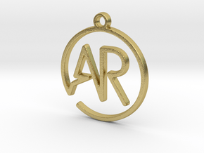 A & R Monogram Pendant in Natural Brass