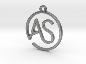 A & S Monogram Pendant in Natural Silver