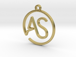 A & S Monogram Pendant in Natural Brass