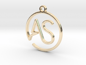 A & S Monogram Pendant in 14k Gold Plated Brass