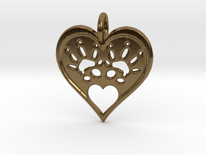 Rat Foot Print Heart  in Polished Bronze
