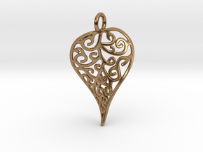 Fine Twisted Leaf Pendant in Natural Brass