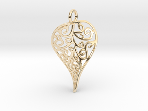 Fine Twisted Leaf Pendant in 14k Gold Plated Brass
