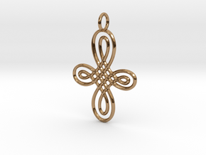 Celtic Round Cross Pendant in Polished Brass