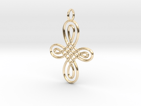 Celtic Round Cross Pendant in 14k Gold Plated Brass