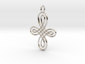 Celtic Round Cross Pendant in Rhodium Plated Brass