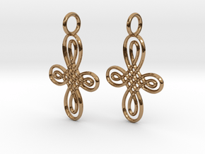 Celtic Round Cross Earrings in Polished Brass