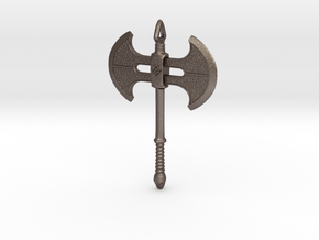 Double-Axe with snake head in Polished Bronzed Silver Steel