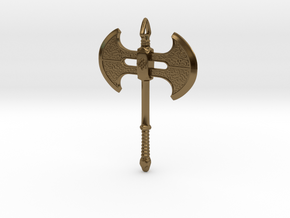 Double-Axe with snake head in Polished Bronze