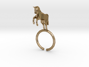 Horse Ring in Polished Gold Steel