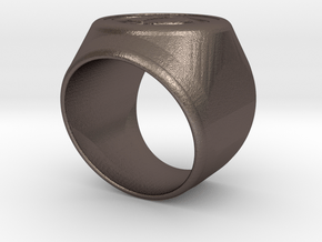 Riga Signet Ring v4 in Polished Bronzed Silver Steel