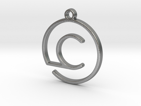 "C continuous line" Monogram Pendant in Natural Silver