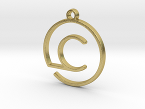 "C continuous line" Monogram Pendant in Natural Brass