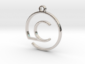 "C continuous line" Monogram Pendant in Platinum