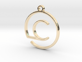 "C continuous line" Monogram Pendant in 14k Gold Plated Brass