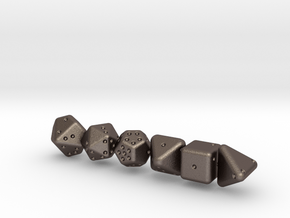 Pip D20 Dice Set (large) in Polished Bronzed Silver Steel