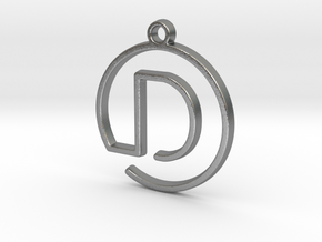 "D continuous line" Monogram Pendant in Natural Silver