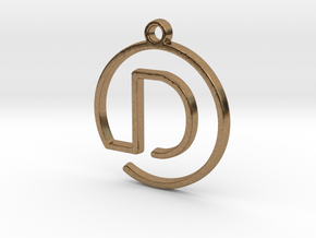 "D continuous line" Monogram Pendant in Natural Brass