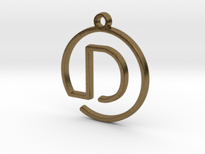"D continuous line" Monogram Pendant in Natural Bronze