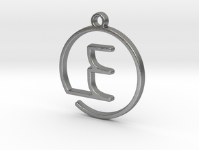 "E continuous line" Monogram Pendant in Natural Silver