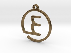 "E continuous line" Monogram Pendant in Natural Bronze