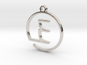 "E continuous line" Monogram Pendant in Platinum