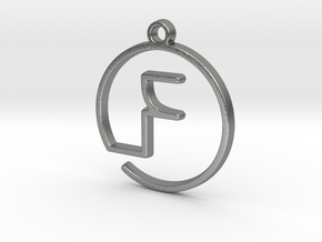 "F continuous line" Monogram Pendant in Natural Silver