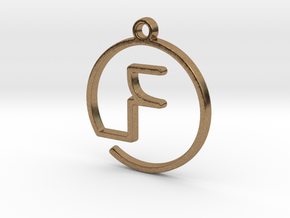 "F continuous line" Monogram Pendant in Natural Brass