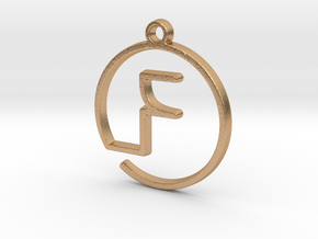 "F continuous line" Monogram Pendant in Natural Bronze