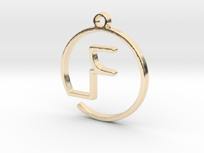 "F continuous line" Monogram Pendant in 14K Yellow Gold