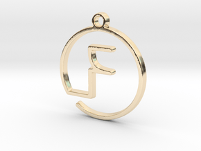 "F continuous line" Monogram Pendant in 14k Gold Plated Brass