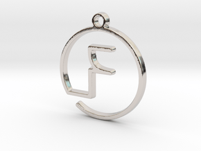 "F continuous line" Monogram Pendant in Rhodium Plated Brass
