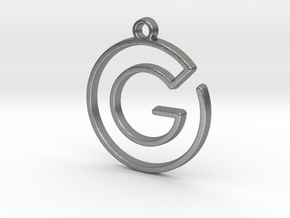 "G continuous line" Monogram Pendant in Natural Silver