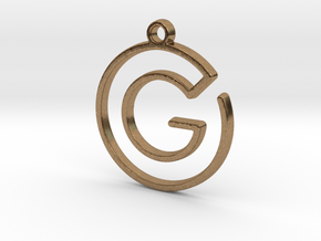 "G continuous line" Monogram Pendant in Natural Brass