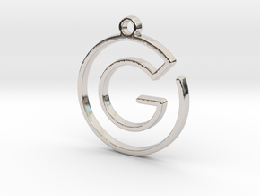 "G continuous line" Monogram Pendant in Platinum
