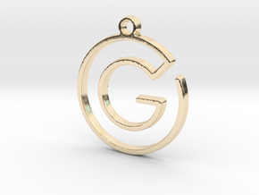"G continuous line" Monogram Pendant in 14k Gold Plated Brass
