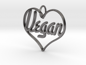 Vegan Heart Pendant in Polished Nickel Steel