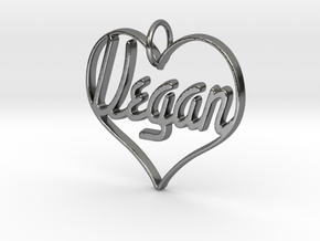 Vegan Heart Pendant in Polished Silver