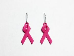 Classic Ribbon Earrings in Pink Processed Versatile Plastic