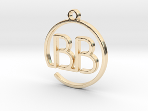 "B&B continuous line" Monogram Pendant in 14K Yellow Gold